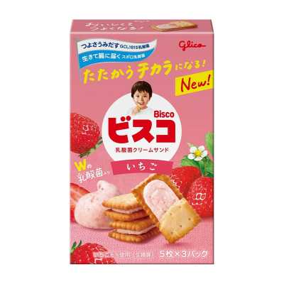 Glico BISCO Children's Lactobacillus Biscuits Strawberry Flavor 15 pieces